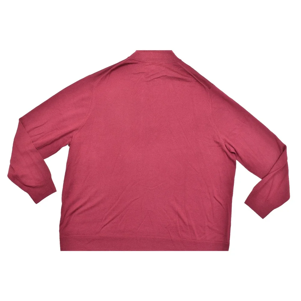 Brooks Brothers 3XLT Men's Red 1/4 Zip 100% Merino Wool Pullover Sweater Tall